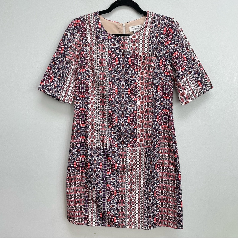 Molly Bracken floral dress short sleeve mini satin retro inspired size small